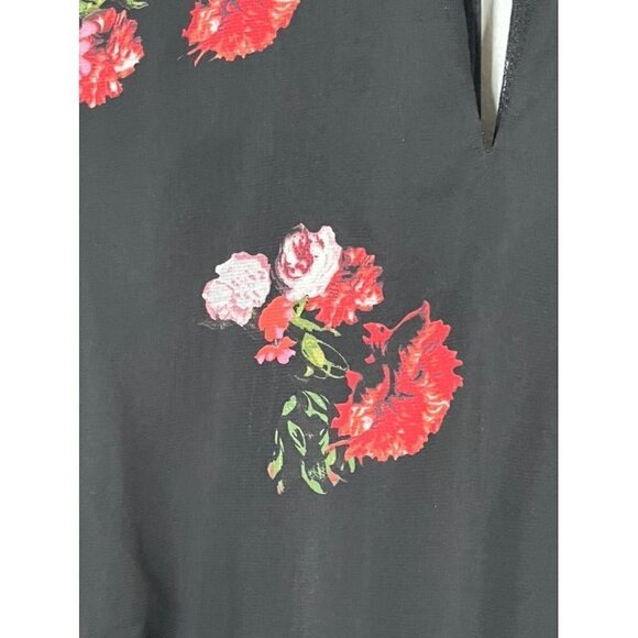 Chicos Dress 2X Black Floral Maxi Tropical Feminine Tiered Retro Whimsical 80s - Picture 9 of 16